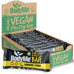 BodyMe Organic Vegan Protein Bar | Raw Turmeric Lemon | 12 x 60g Vegan Protein Snack Bars Gluten Free | 16g Complete Protein | 3 Plant Proteins All Essential Amino Acids | High Protein Vegan Snacks