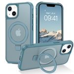 GaoBao iPhone 13 Case, iPhone 14 Case, Slim Fit Magnetic Case Compatible with MagSafe, Invisible Ring Kickstand Holder Military Grade Hard Protective Phone Cover Cases for iPhone 13/14, Lake Blue