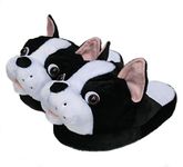 Onmygogo Fuzzy Animal Plush Slippers for Women and Men, Winter Indoor Home Scuff Slippers for Adult (US Size 9-11, Boston)