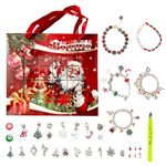 Christmas Advent Calendars 2024, DIY Charm Bracelet Jewelry Making Kit with Xmas Tree Snow Star for Girls Women, Holiday Countdown Calendar Blue Blind Box for 24 Days Surprise Count Down Party Favor Gift Boxes (Christmas-Red)