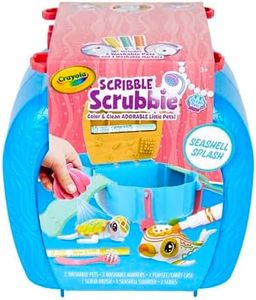 Crayola Scribble Scrubbie Seashell Splash Set, Washable Sea Creature Figurines, Portable Travel Toy for Kids, Colour, Rinse and Re-Pet