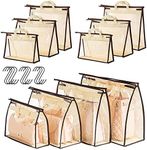 Dust Bags for Handbags, 10 Pack Purse Storage Organizer for Closet, Clear Handbag Storage Purse Dust Cover Bag, Hanging Closet Organizer with Zipper, Handles and Purse Hook, 4 Sizes, Beige