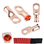 4 AWG - 3/8" Ring Wire Lugs Terminal Connectors Battery Cable Ends Copper Eyelets with Heat 3:1 Shrink Tube (16PCS)