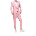 Cloudstyle Men's Suit Single-Breasted One Button Center Vent 2 Pieces Slim Fit Formal Suits (Pink, Medium)