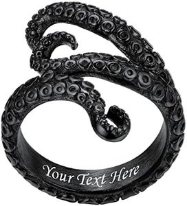 PROSTEEL Anillo Garra Pulpo Triple Capa, Anillo Grande Hombre Dedo Acero Quirurgico, Negro