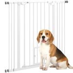 PawHut Extra Tall Dog Gate with Cat Flap, Pet Safety Gate for Doorways Stairs with Auto Close Double Locking, 104 cm Tall 74-101 cm Wide, White