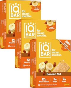 IQBAR Brain and Body Clean Plant Protein Bars - Banana Nut - 36 Bars - Keto, Vegan, High Fiber, Gluten and Dairy Free, Low Sugar Snack with Nutrients for Focus, Energy, Meal Replacement