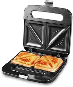 Elite Gourmet ESM2207SS Sandwich Panini Maker Grilled Cheese Machine Tuna Melt Omelets Non-stick Cooking Surface, 2 Slice, 750 Watts, Stainless Steel