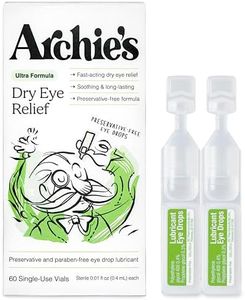 Archie's Remedies, Dry Eye Relief, Ultra Lubricating Eye Drops, Clean Formula and Preservative-Free Vials, Single-Use, for Irritation and Red Eyes, Natural Tears, 60 Count