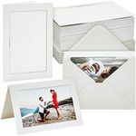 48-Pack Photo Insert Note Cards Paper - Picture Frames Envelopes, Embossed Paper Photo Mats, Perfect Inserting Sending Memorable Documents, Ivory White, Holds 4 x 6 Inches Inserts