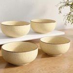 The Earth Store Creme Matte 500ML Ceramic Snack Bowl | Dishwasher & Microwave Safe | Mixing Bowl for Serving Snacks, Pasta, Rice, Dal, Fruits, Salad, Noodles, Maggi and More Snack Bowl | Set of 4