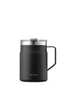 LocknLock Metro Mug Premium 18/8 Stainless Steel Double Wall Insulated with Handle Perfect for Table with Lid, Black, 16 oz