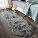 Ciicool Ultra Soft Faux Sheepskin Fur Rug Fluffy Rug for Bedroom Fuzzy Carpet for Living Room Kid's Room Nursery Decor, Grey 2 x 6 Feet