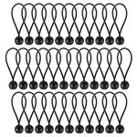 Hejo 35 PCS 4 Inch Black Bungee Cords with Balls, Durable Portable Bungee Balls, Polypropylene and Latex Braid Tarpaulin Bungees Balls for Tarpaulins, Pavilions, Tents, Camping