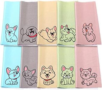 20 Pcs Microfiber Cleaning Cloth Cute Dog Design Microfiber Cloth Soft Multicolor Glasses Cleaner Cloth for Eyeglasses Camera Lens Cell Phone Screens Glasses, 6 x 6 Inches