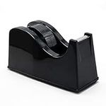 Desktop Tape Dispenser Adhesive Roll Holder (Fits 1" & 3" Core) with Weighted Nonskid Base Black