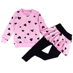 DHASIUE Girls Toddler Cute Outfits Clothing Set Hearts Print Long Sleeve Sweatshirt T-Shirt Tops & Pantskirt Skirt Leggings Trousers Age 8-9 Years