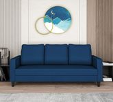 Adorn India Wood Chandler Decent 3 Seater Sofa (Blue) 3-Person Sofa