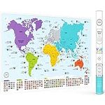 Colorful World Map with Flags & Cap