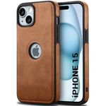 TheGiftKart Genuine Leather Finish iPhone 15 Back Cover Case | Shockproof Design | Raised Edges for Camera & Screen Protection | Stunning Minimalist Design Back Case Cover for iPhone 15 (Brown)