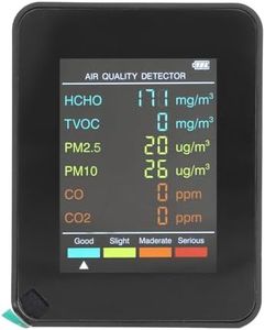 Air Quality Monitor, CO2 TVOC HCHO PM2.5 PM10 Indoor Air Quality Tester for Home, with LCD Backlit, USB Rechargeable (Black)