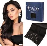 Fshine Jet Black Human Hair Clip In