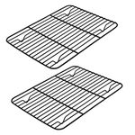 Small Baking Wire Rack Set of 2, E-far Non-stick Rack for Toaster Oven Cooking Roasting Broiling Grilling Meat Bacon, 8.7” x 6.2” Metal Bakeable Cooling Rack for Cookie Cake - Easy to Clean