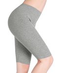 CnlanRow Women Under Dress Leggings Knee Length Shorts Soft Thin Short Length Yoga Pants Light Gray