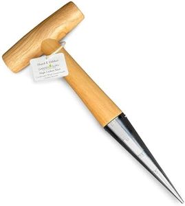 Garden Guru Steel Dibber Planter Tool for Planting Seeds & Bulbs - High Carbon Steel & Comfortable Wood Carved Handle - for Consistent Planting Flowers Tulips, Daffodils, Dahlias