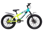 Hero Rush 20T Fat Tyre Bicycle for Kids (7-10 Years) | Double Disc Brakes | Newly Launched (Blue & Yellow)