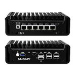 Glovary Firewall Mini PC Quad Core N100, DDR5 8GB RAM 128GB NVMe SSD, 6 x 2.5GbE i226V LAN Fanless Computer Hardware, Micro Firewall Appliance, AES-NI, OPNsense, TypeC Port, TF Card Slot