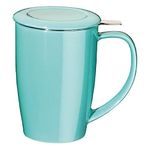 Forlife Tall Tea Mug 'Curve' with Infuser and Lid, Turquoise