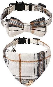 Faleela Breakaway Cat Collar with Bells - 2 Pack Cat Collar with Bells, Cat Collars with Bandana, Accessories for Pet Collars, Adjustable for Cats and Small Dogs