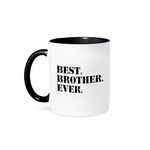 3dRose Best Brother Ever Gifts for Brothers Black Text Two Tone Black Mug, 11 oz, Black/White