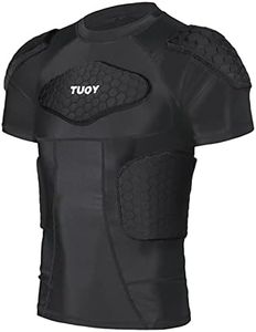 TUOY Men's Padded Compression Shirt Protective Shirt Rib Chest Protector for Football Paintball Baseball