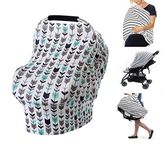 BEELY Multi-Use Organic Cotton Nursing Cover Breastfeeding Cover & Nursing Scarf- Stretchy Covers for Baby Carrier, Baby Car Seat Cover Canopy and Shopping Cart for Boys and Girls (NP05)