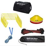 Palle Sport - Fitness Training Set - For Personal or Group Training Sessions at home or outside - Includes - 6 x Hurdles, 20 x Marker Cones 1 x Fabric Agility Ladder 1 x Skipping Rope & Carry Bag