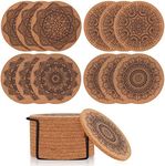 TOOINKCV 12Pcs Cork Coasters, Set of 12 Drinks Coasters, Round Absorbent Cup Coasters, Glass Coaster Mat for Dining Table, Coffee Bar Table, Home, Restaurant, Cold or Warm Drinks (Cork Colour)