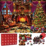 Advent Calendar 2024 Christmas Jigsaw Puzzle - 24 Boxes 1008 Pieces Holiday Puzzle Gift for Kid Adult Christmas Countdown Puzzle Toy Gift Christmas Home Fireplace Decoration