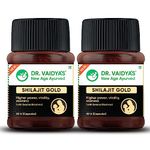 Dr Vaidya’s Shilajit Gold Capsules | 100% Pure Himalayan Shilajit | 95% Gold Bhasma | Pure Organic Ashwagandha | Safe for diabetic patients | No known side effects | 30 Capsules (Pack of 2)