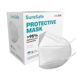 SURESAFE 20 Pack White Face Masks - 5 Ply Masks Disposable, Disposable Masks Adult With Adjustable Ear Loops & Nose Bridge, Dust Mask, Disposable face mask