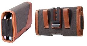 WHITBULL Dual Phone Holster Canvas Belt Pouch Case Cover for OnePlus Nord CE3 / Nord N30 / Ace 2V / Ace 2 (Brown)