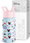 Simple Modern Disney Minnie Mouse Kids Water Bottle with Straw Lid | Reusable Insulated Stainless Steel Cup for Girls, School | Summit Collection | 14oz, Minnie Mouse Rainbows