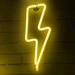 Lightning Bolt Neon Signs, Sundecor USB Charging/Battery LED Neon Decorative Lights Neon Sign Decor Light Art Wall Decor Neon Light for Kids Room,Bar, Christmas, Birthday, Wedding Party (Warm White)