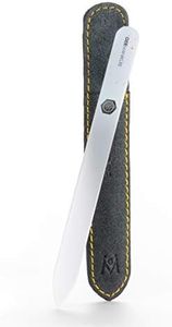 GERMANIKURE Czech Crystal Glass Nail File in Suede Leather Case - Original White Branded - Professional Manicure & Pedicure Products for Smooth Easy Shaping of Natural Nails