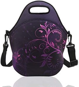 Neoprene Lunch Bags Boxes for Women Men Kids, Insulated Lunch Cooler Tote Bag Box for School Office Work Picnic Travel (Classic Purple)