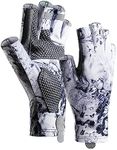 ievei Sun Gloves UPF 50+ Fishing Gloves, Fingerless Sun Protection UV Protection Fishing Gloves Men/Women for Kayaking, Hiking, Paddling, Driving (Grey, Large)