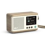 Pure Classic Mini Portable digital radio - DAB+ & FM - Bluetooth 5.3-15 hours battery life - 2 equaliser options - 2.4 inch colour display - Carrying strap - Cotton white/oak - Compact & lightweight