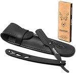 MARKHOR® Cut Throat Razor Kit, All Matte Black Straight Razor, Professional Barber Razor, Premium Quality Straight Edge Razor, Moustache & Beard Shaving Razor, Single Blade Razor