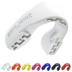 SAFEJAWZ Mouthguard Slim Fit, Adults and Junior Gum Shield with Case for Boxing, MMA, Rugby, Martial Arts, Judo, Karate, Hockey and All Contact Sports… B073CZHSRS (Junior (<11 Years), White)